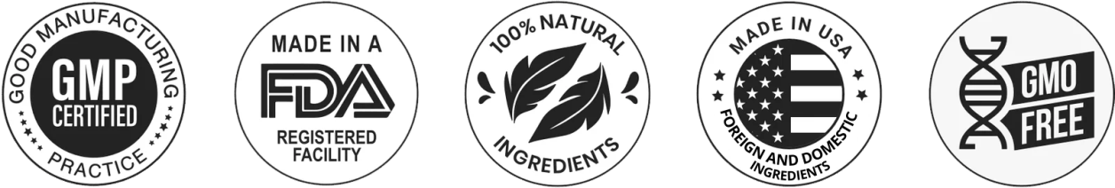 PowerBite certifications — Made in USA, GMP Certified, FDA Approved Facility, Non-GMO, All Natural